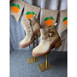 Sofft Jenine Women's 6 Brown Suede Pull-On Zip Casual Chunky Ankle Bootie Shoes